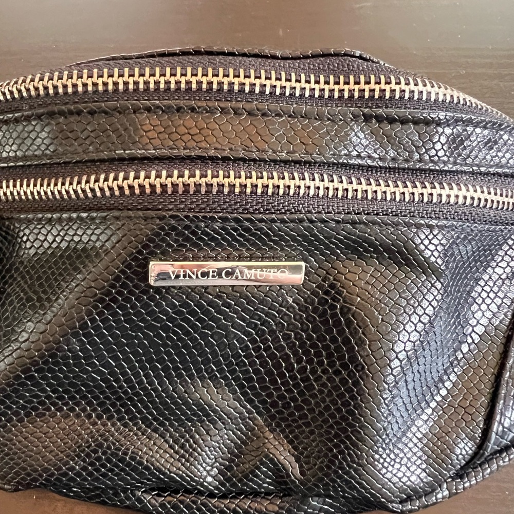 Vince Camuto belt bag, black snake pattern